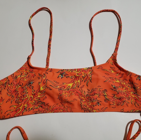 NWT Ed Hardy Orange Firebird 2 Piece Bandeau String Bikini Set Swimsuit - Large - Picture 3 of 13